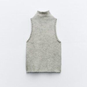 Zara Sleeveless Jewel Knit Top | Size: Small
